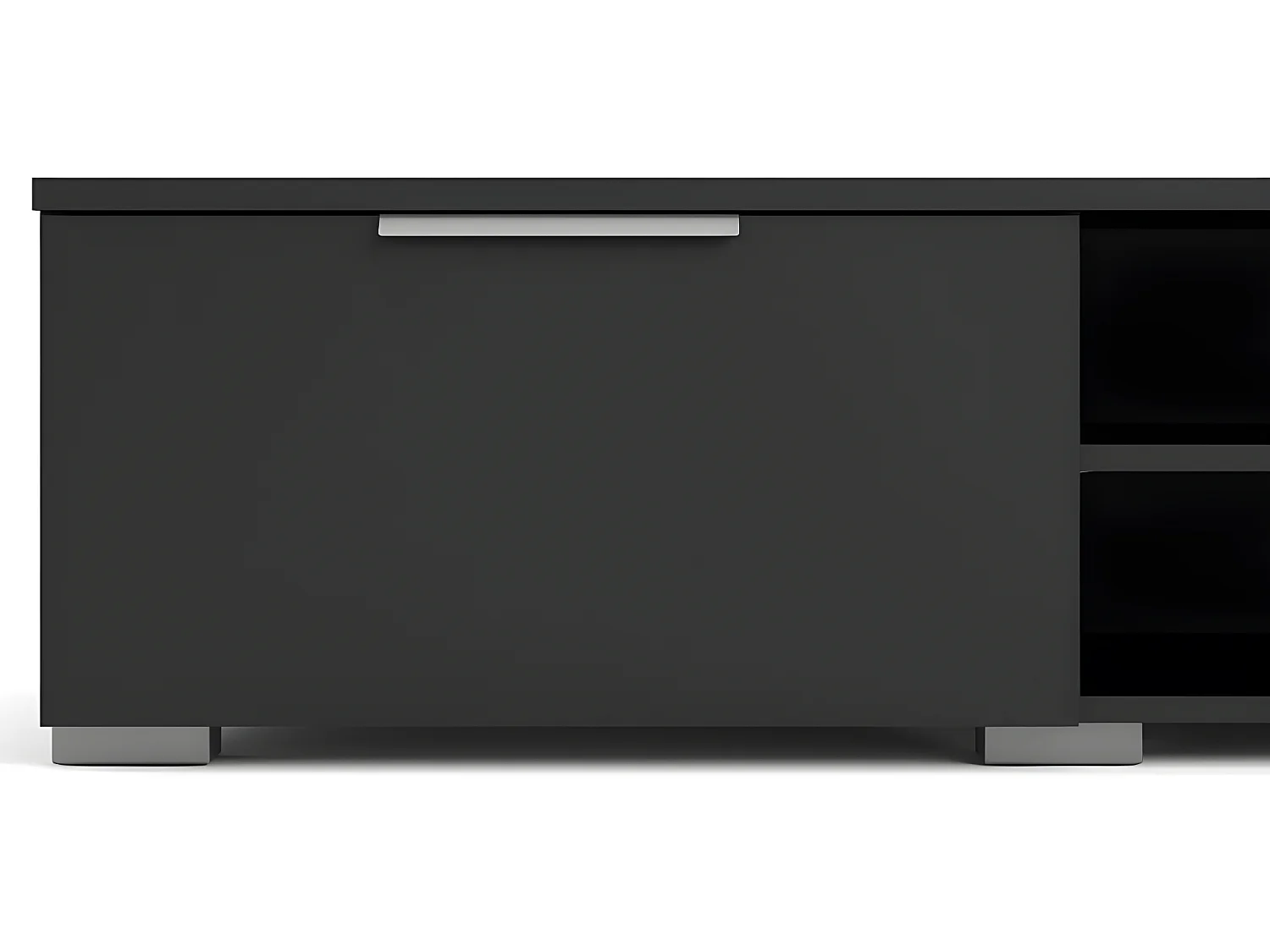 Malika TV Tisch mit 2 Schubladen und 1 Ablage, mattschwarz .