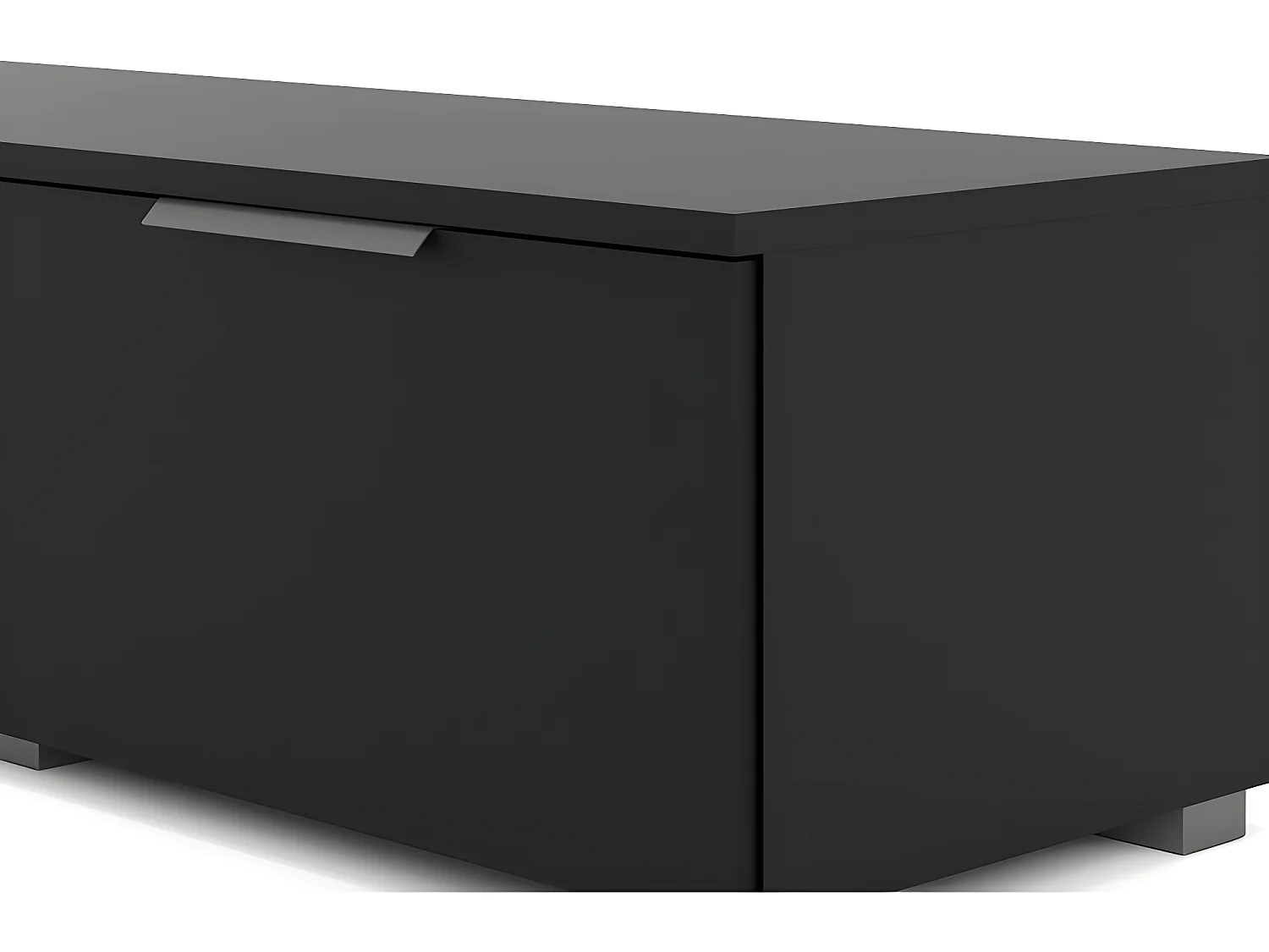 Malika TV Tisch mit 2 Schubladen und 1 Ablage, mattschwarz .