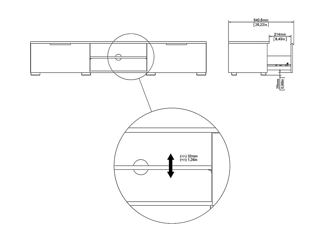 Mobile TV 2 cassetti e 2 vani L172,7 cm - BILLIE