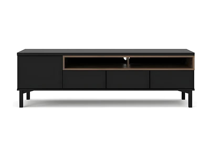 Rosa Table TV, noir et finition noyer.