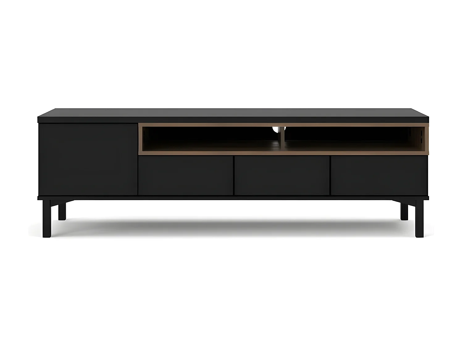 Rosa Table TV, noir et finition noyer.