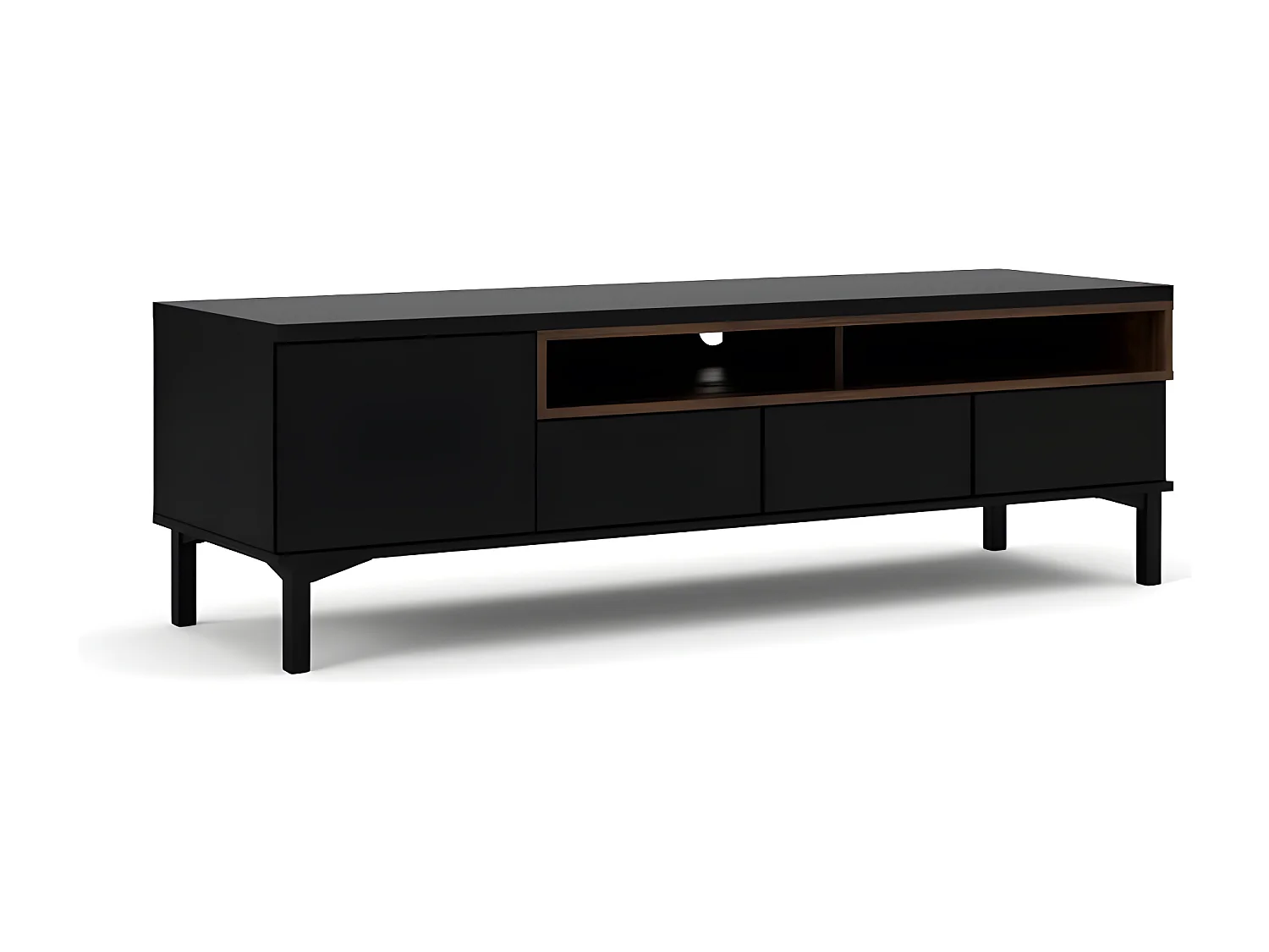 Rosa Table TV, noir et finition noyer.