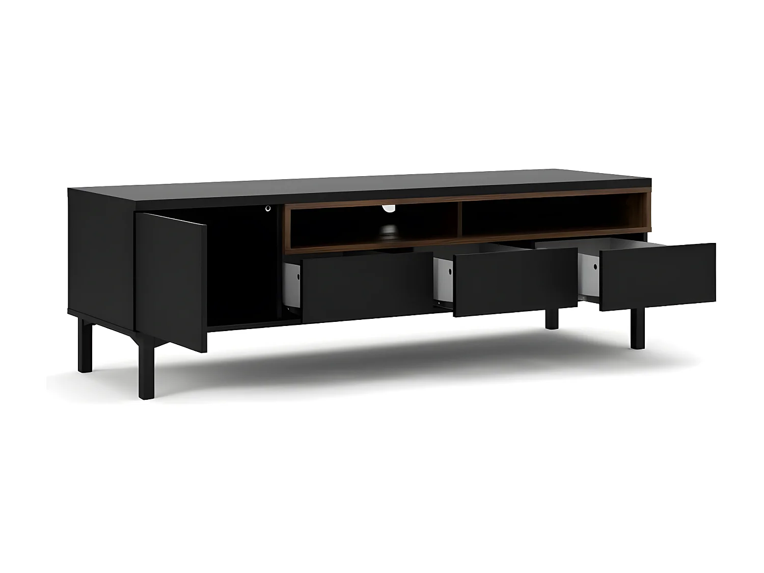 Rosa Table TV, noir et finition noyer.