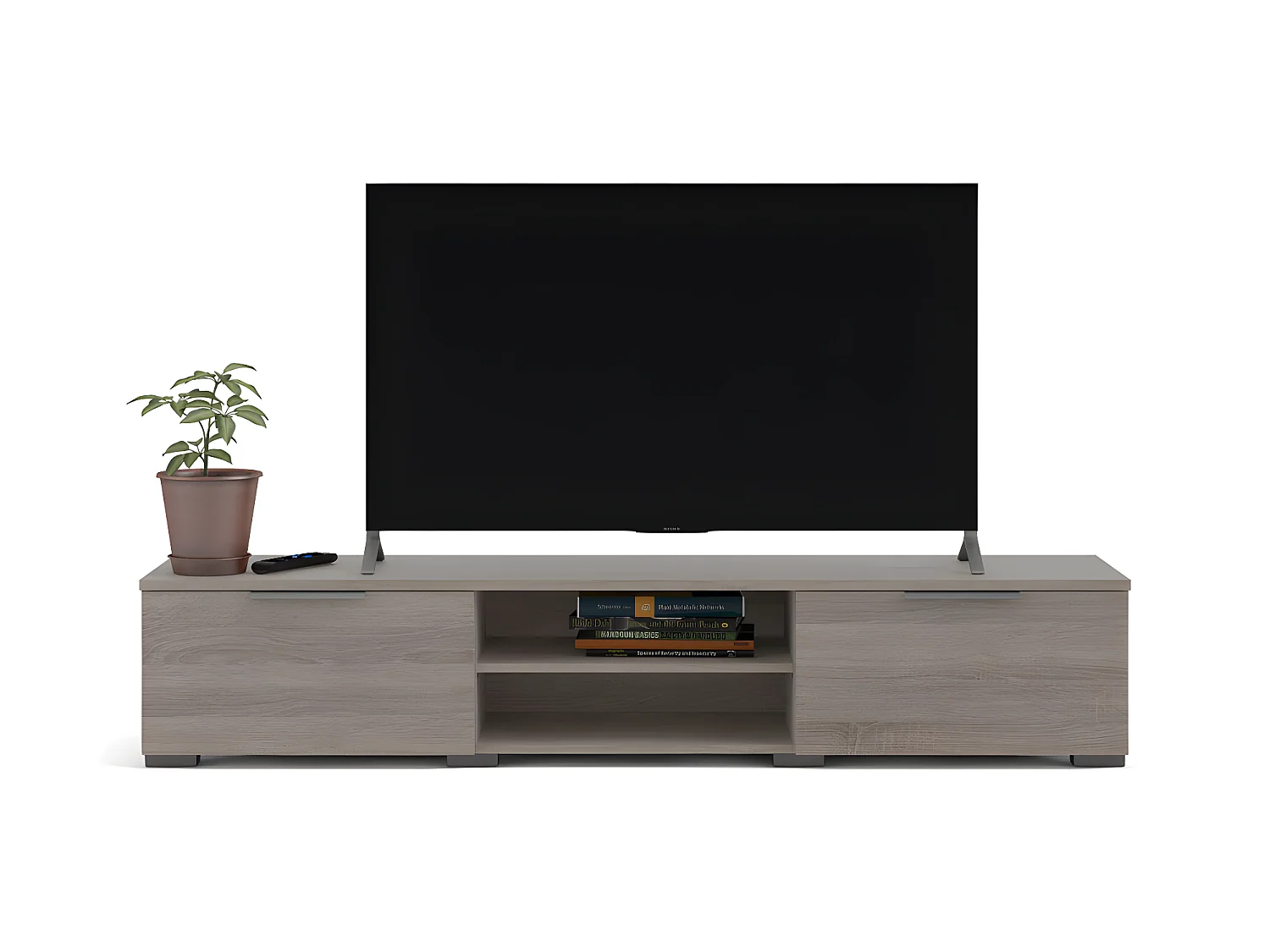 Malika TV Tisch 2 Schubladen und 1 Einlegeboden Trüffel-Dekor.