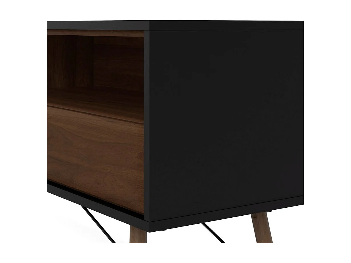 Rye TV Tisch 1 Tür, 1 Schublade mattschwarz, wallnuss Dekor.