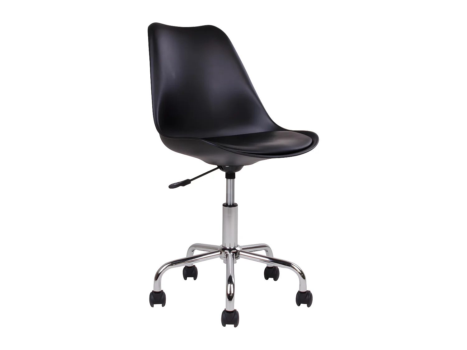 Stan Chaise de bureau, noir avec pieds chromés.