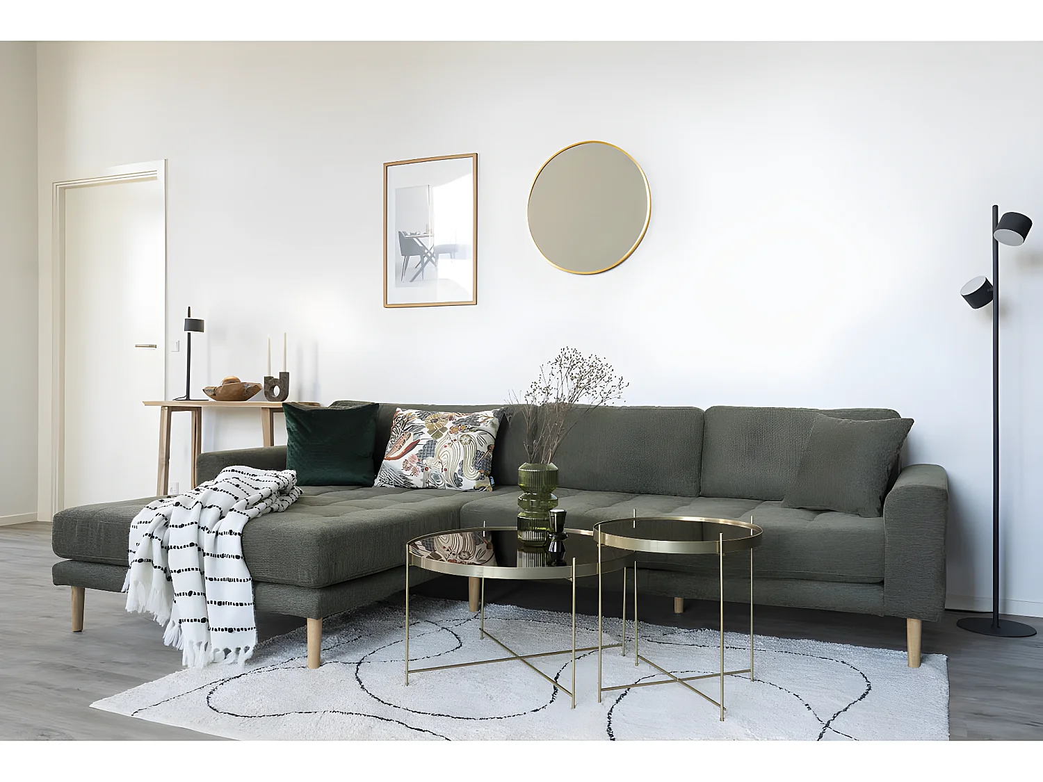 Madrid spiegel Ø60cm messing decor.