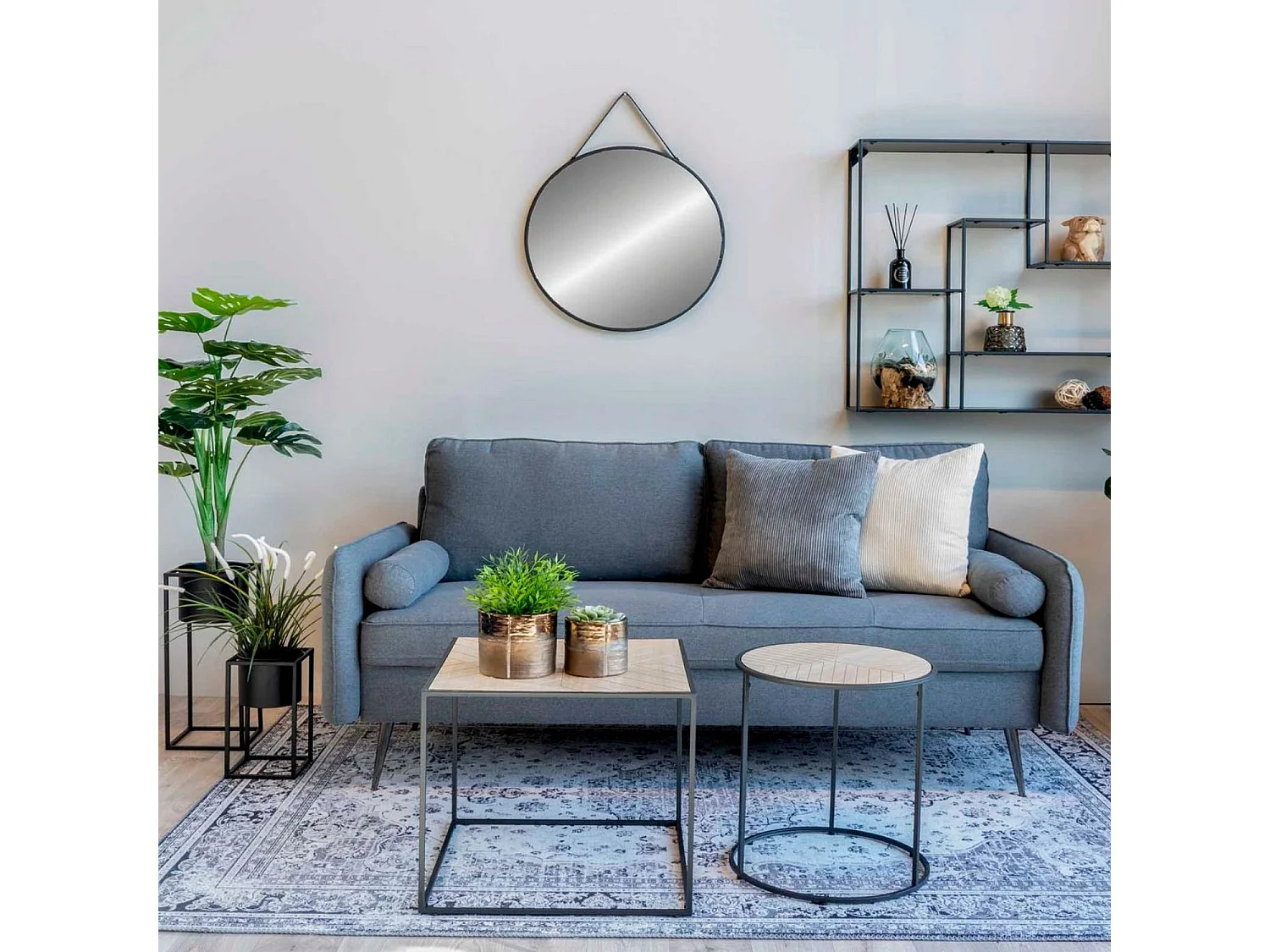 Trapani miroir Ø38cm noir.