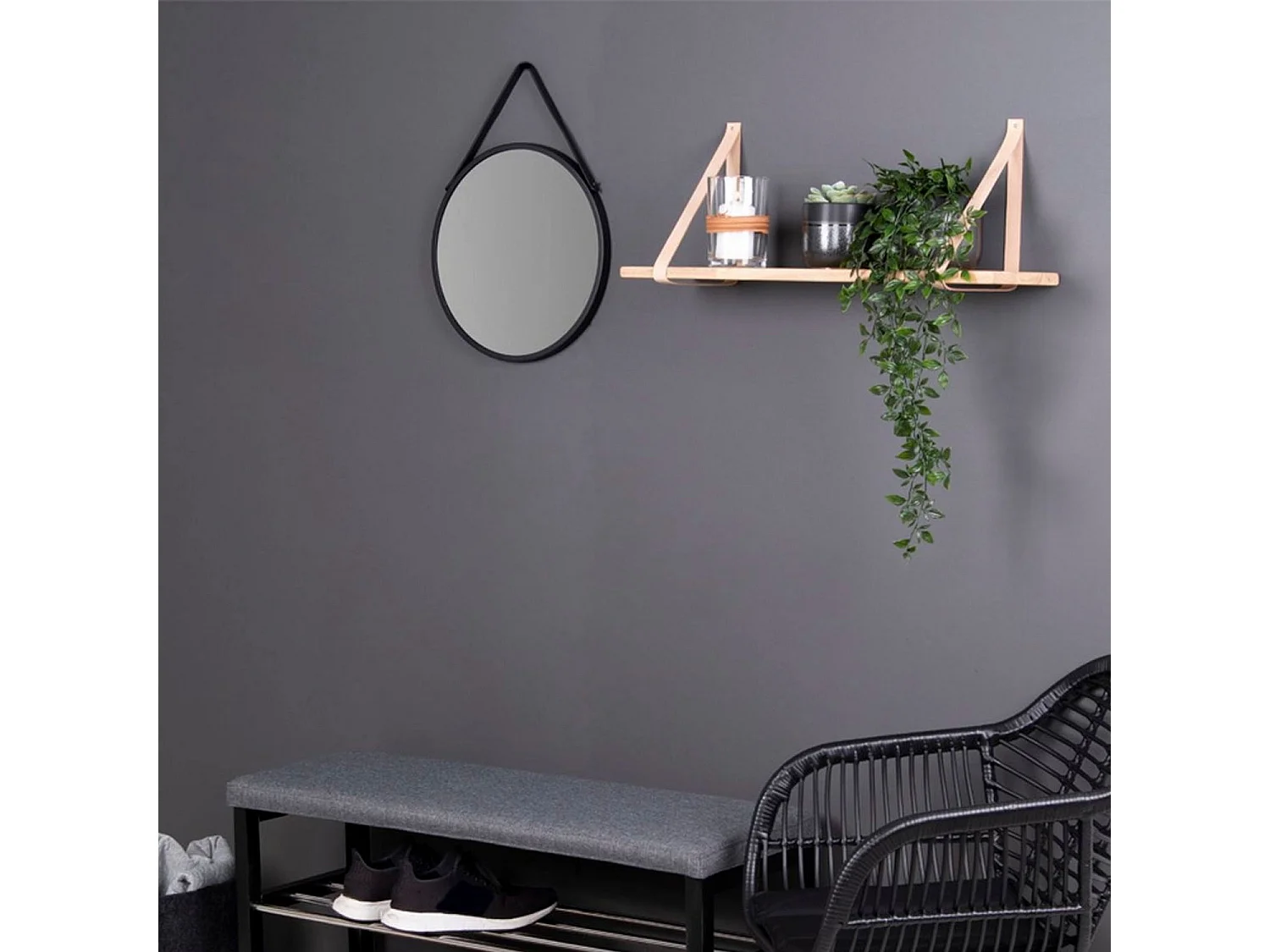 Trapani miroir Ø38cm noir.