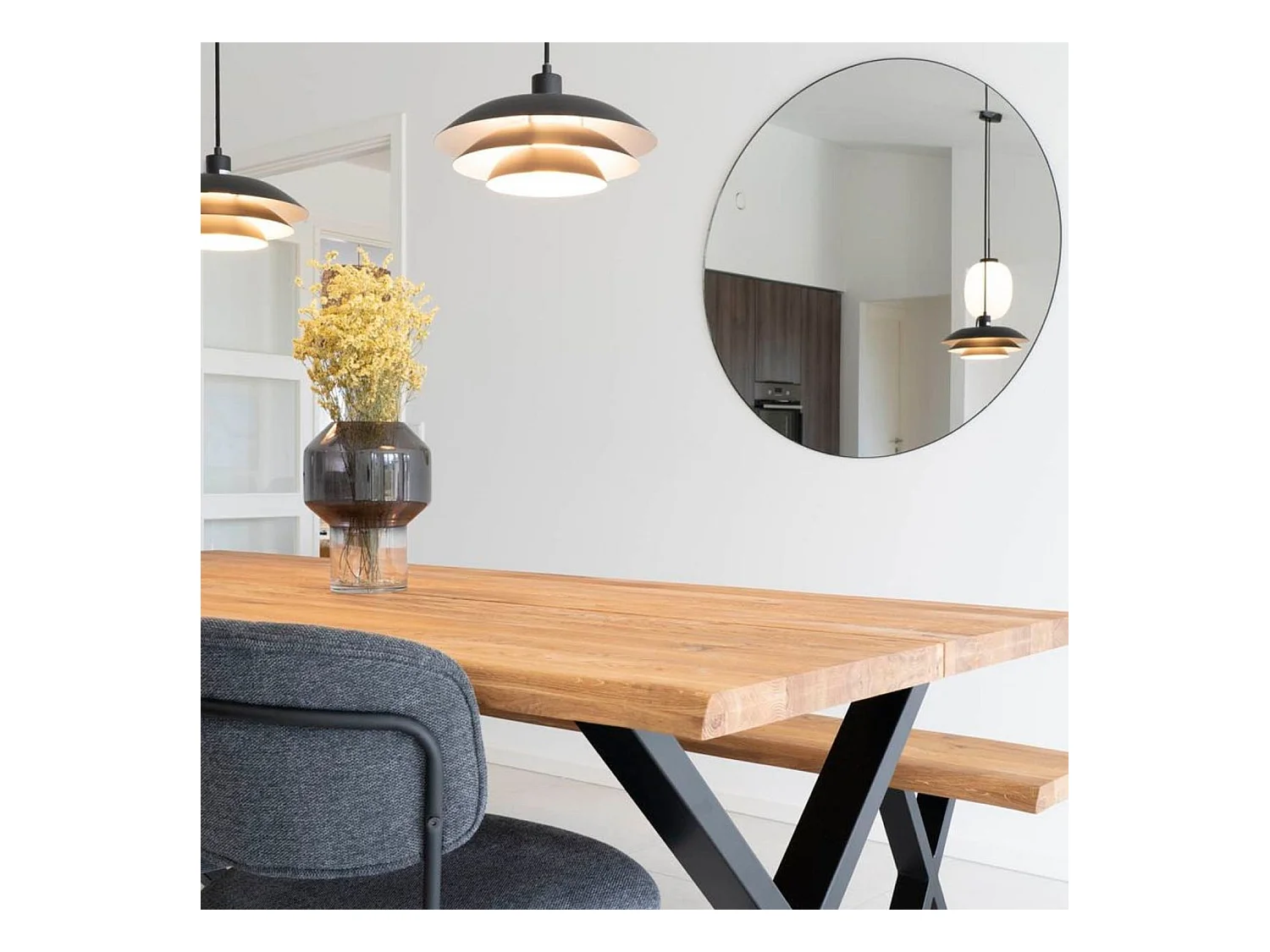 Madrid Miroir Ø80 cm, noir.