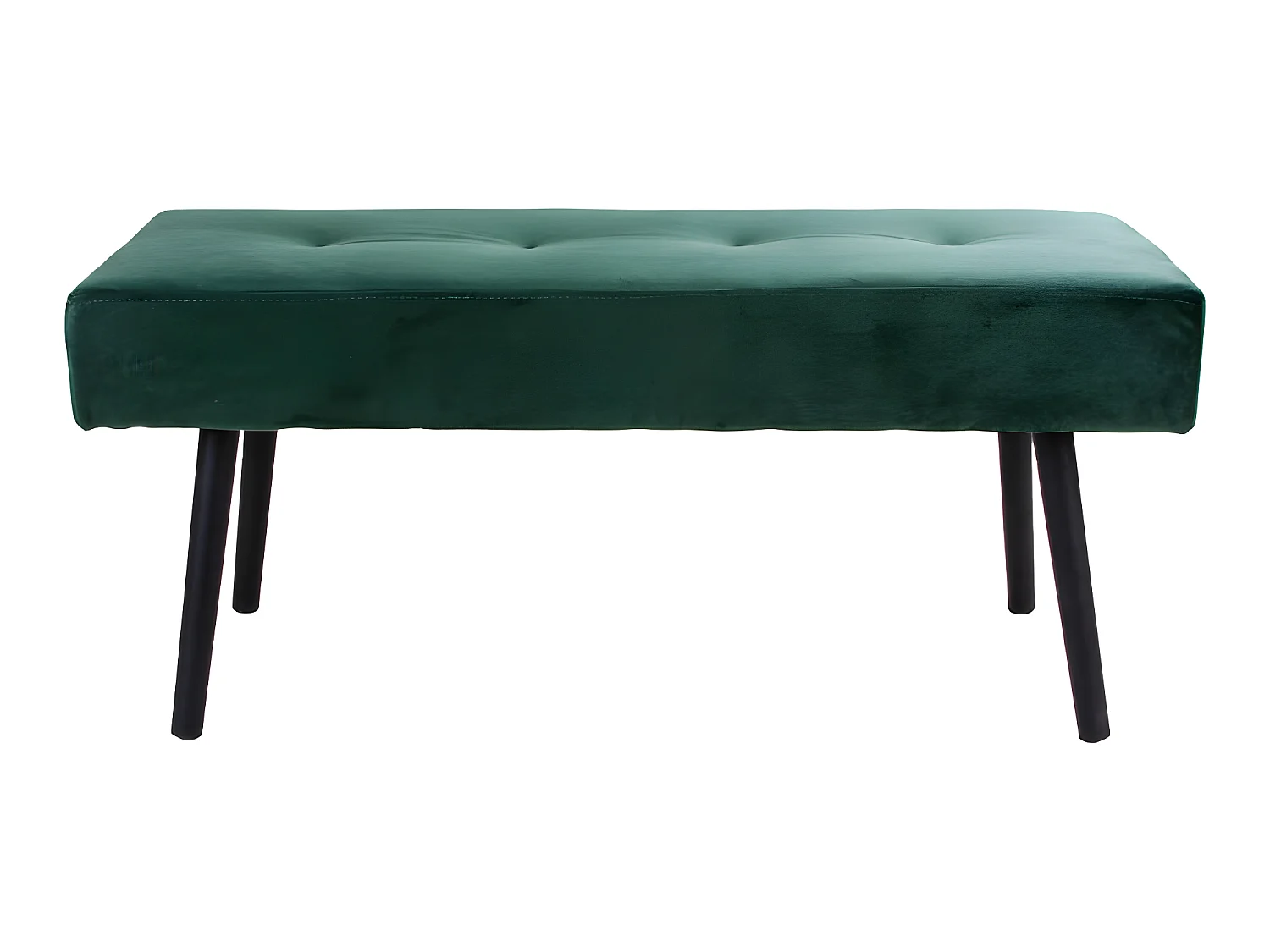 Skube Banc en velours vert foncé avec pieds noirs.