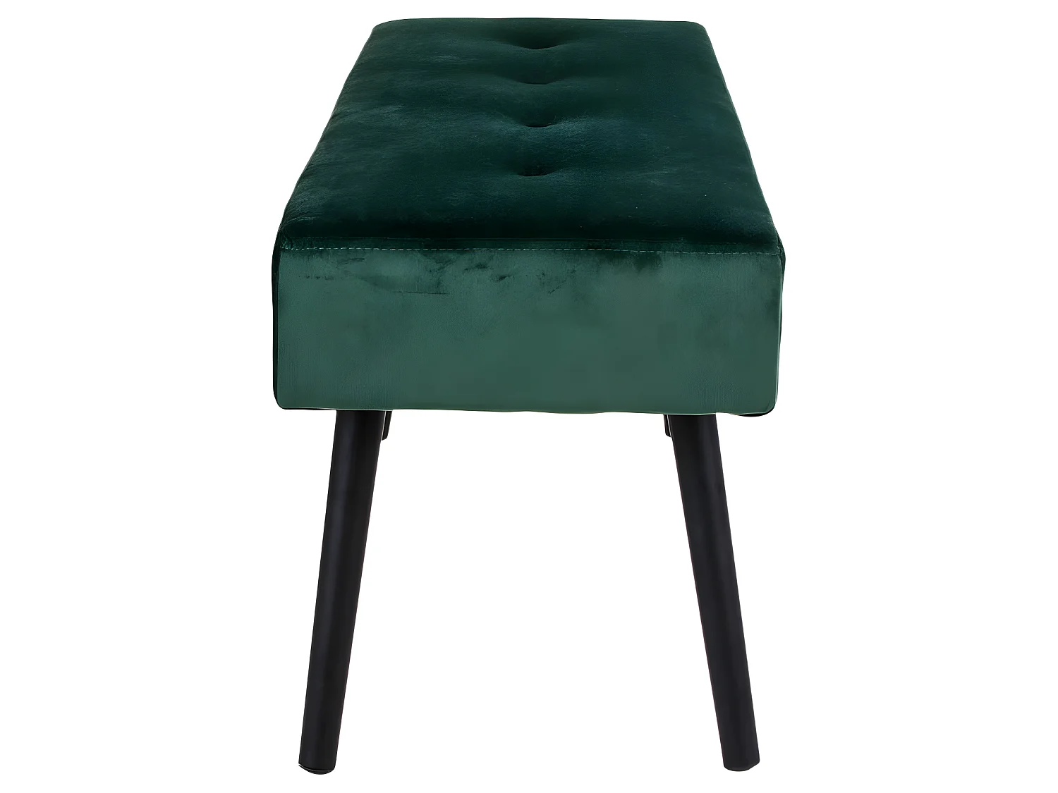 Skube Banc en velours vert foncé avec pieds noirs.
