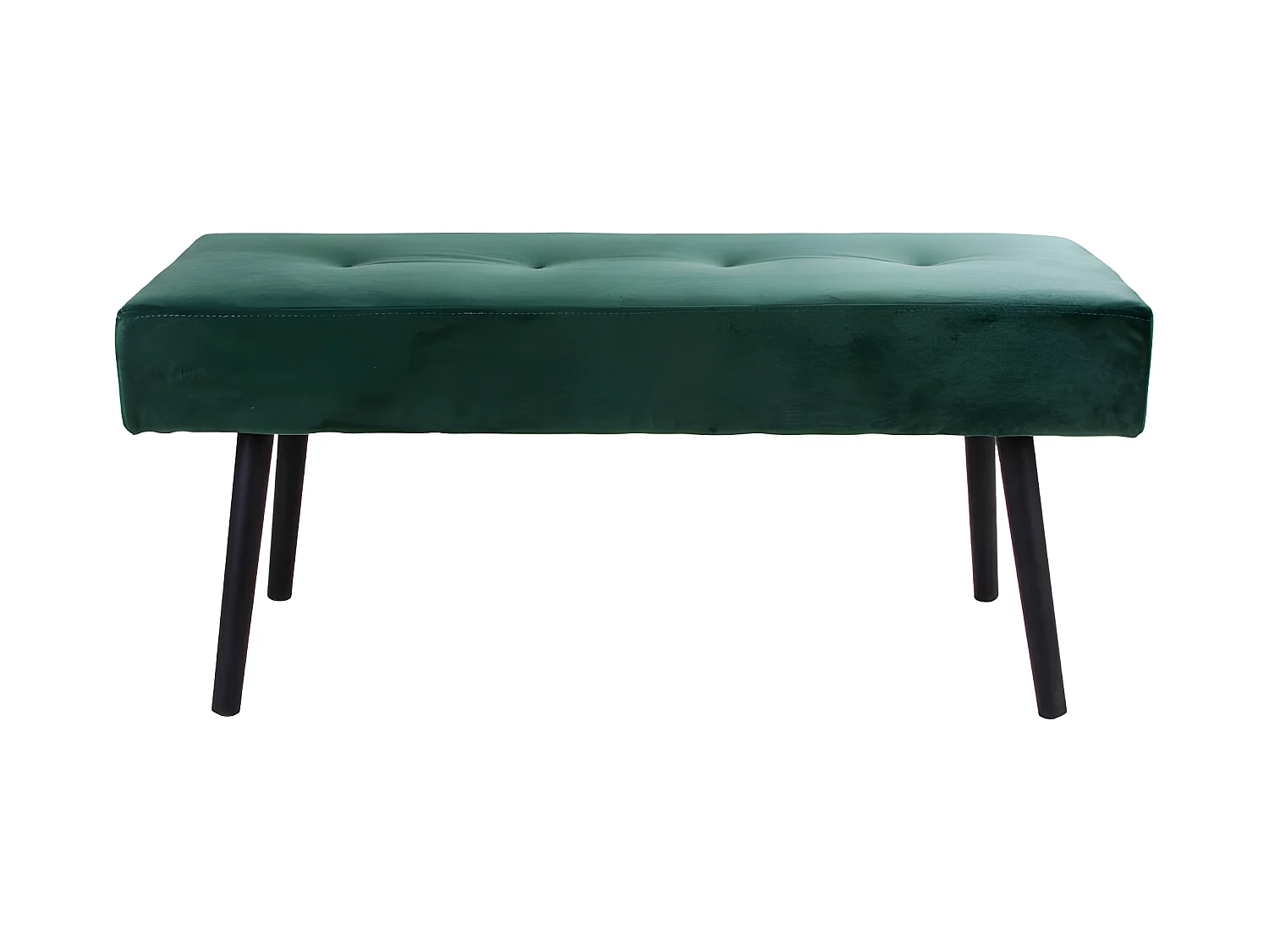 Skube Banc en velours vert foncé avec pieds noirs.