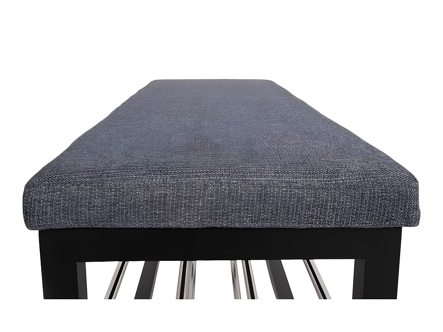 Panca Paige con cuscino e 2 ripiani grigi.