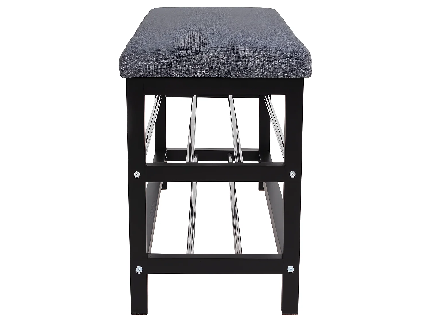 Banco Paige con cojín y 2 estantes gris.