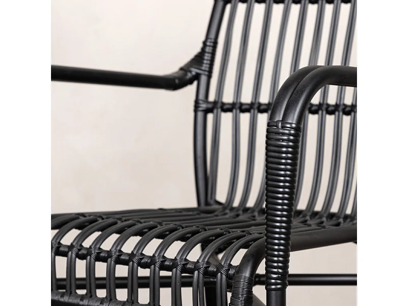 Chaise de Jardin en Rotin "Rizal" 90cm Noir