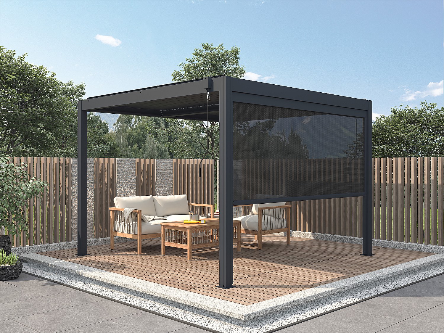 Vente-unique Seitenmarkise Ausziehbar Für Bioklimatisches Terrassendach - 2, 78 X 2, 05 M - Viadana