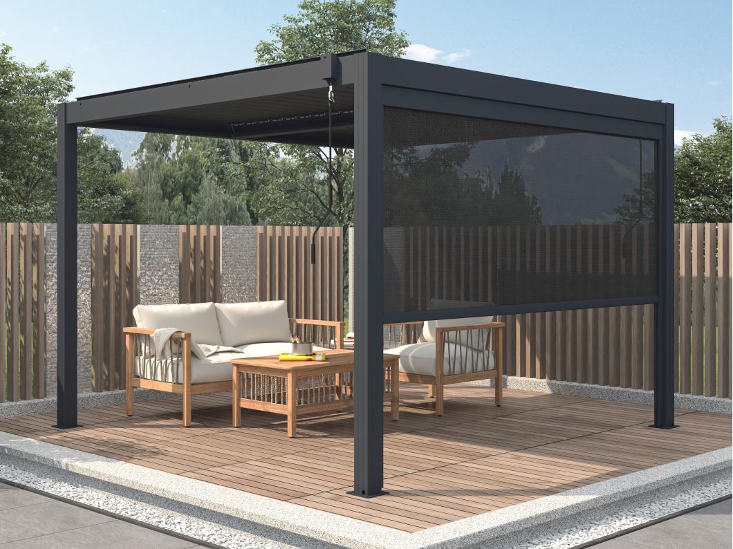 Rideau rétractable pour pergola bioclimatique - L2,78 x H 2,05 m - VIADANA