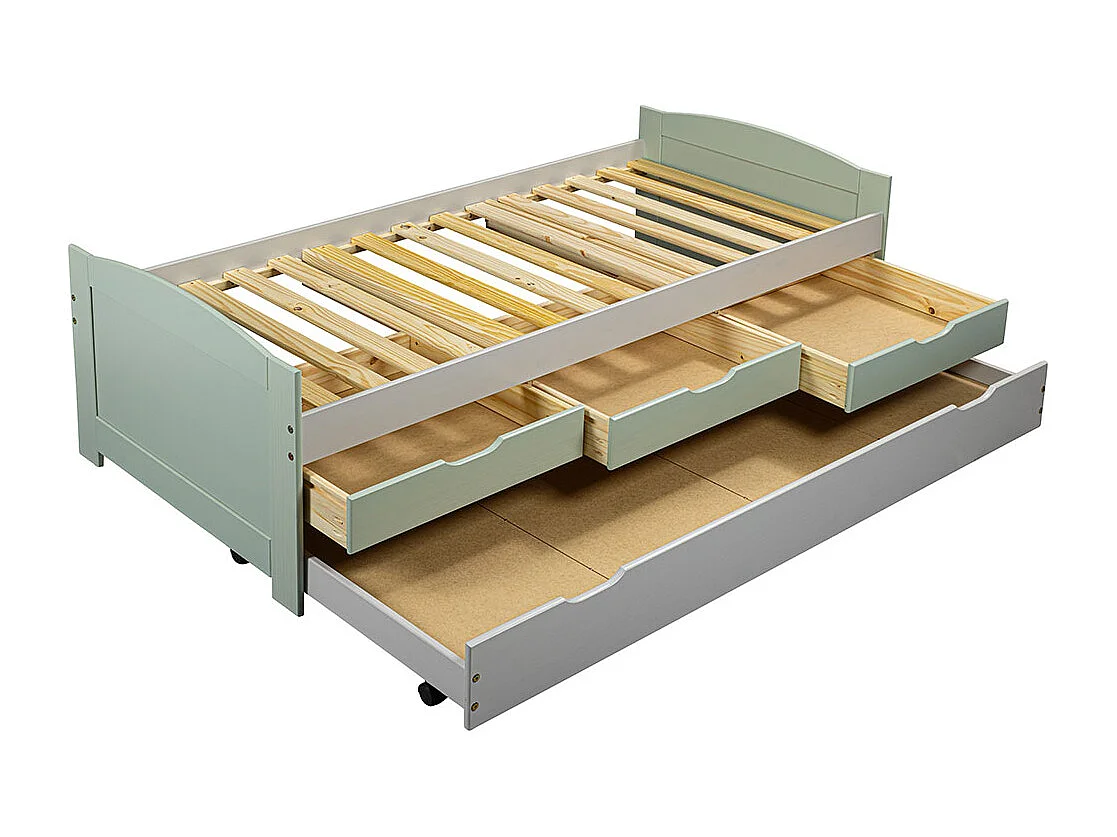 Lit Enfant Gigogne "Paty" 90x200cm Vert Sauge