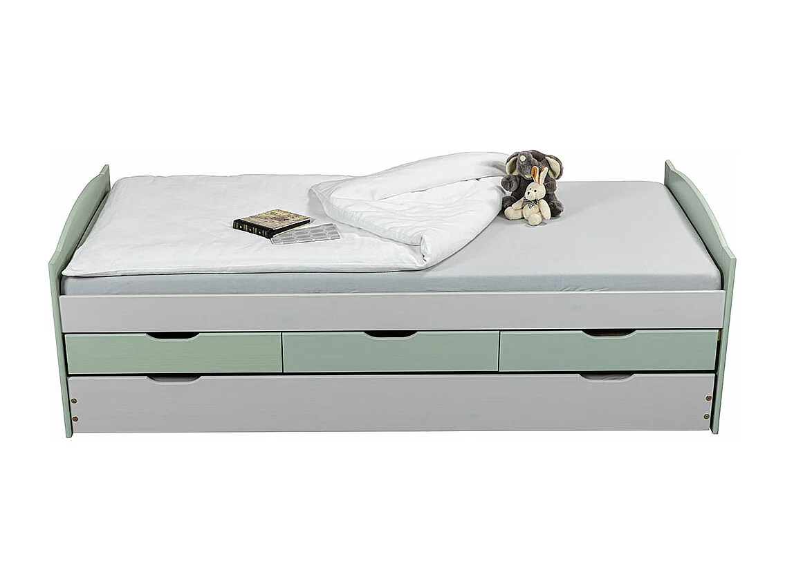 Lit Enfant Gigogne "Paty" 90x200cm Vert Sauge