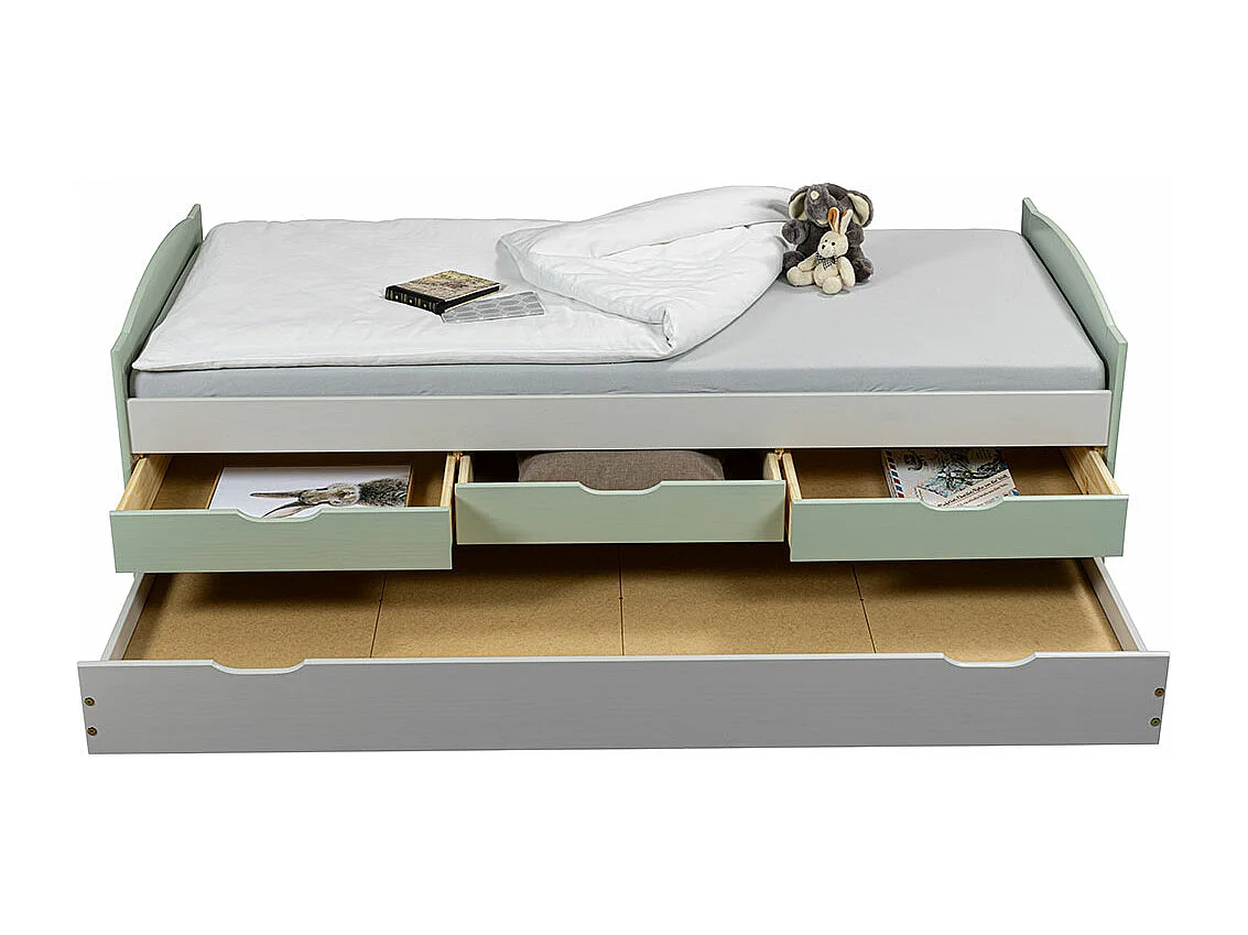 Lit Enfant Gigogne "Paty" 90x200cm Vert Sauge