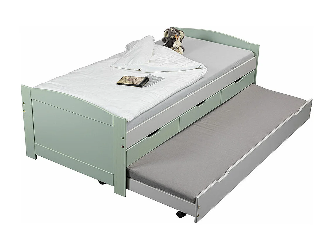 Lit Enfant Gigogne "Paty" 90x200cm Vert Sauge