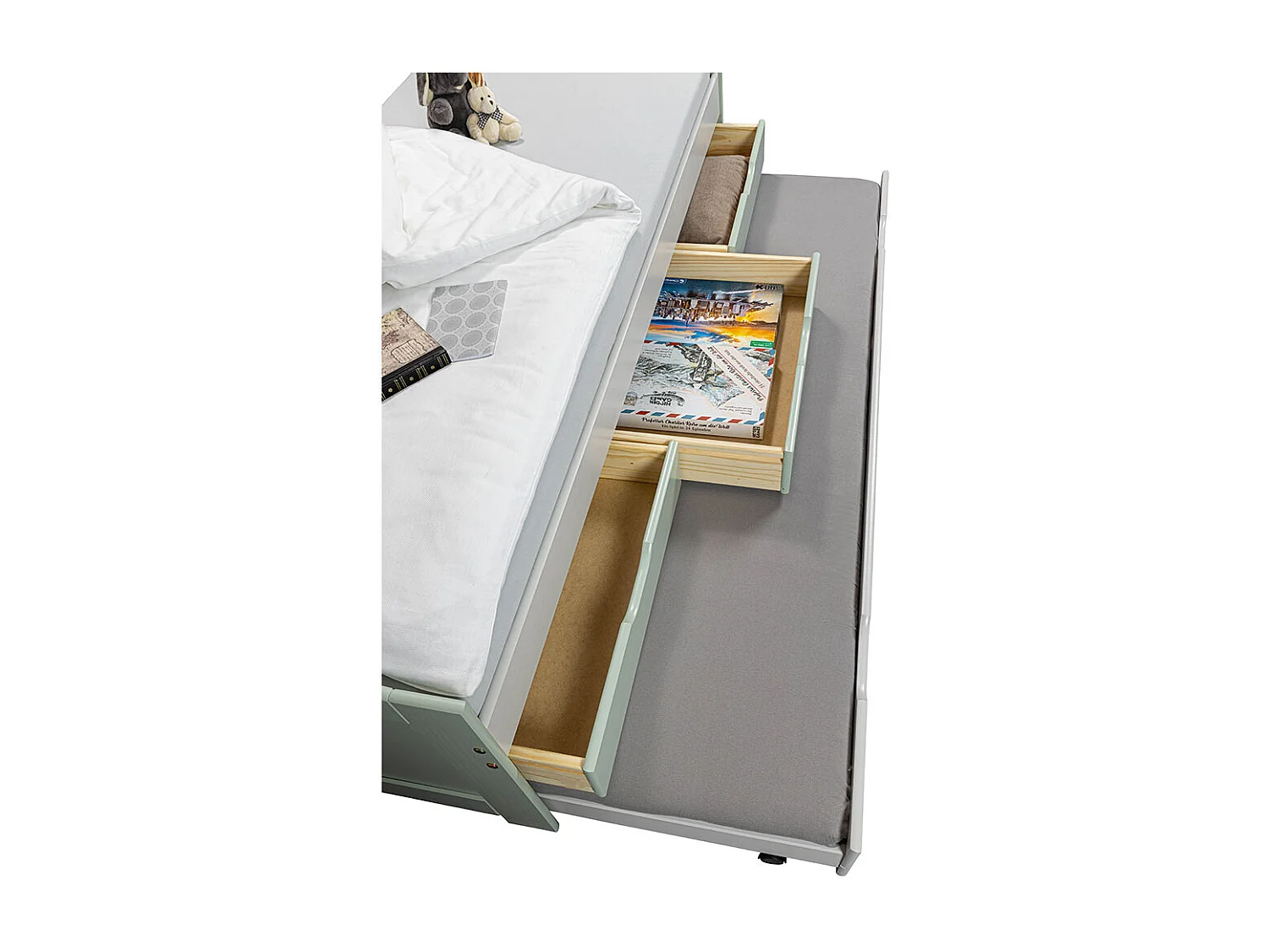 Lit Enfant Gigogne "Paty" 90x200cm Vert Sauge