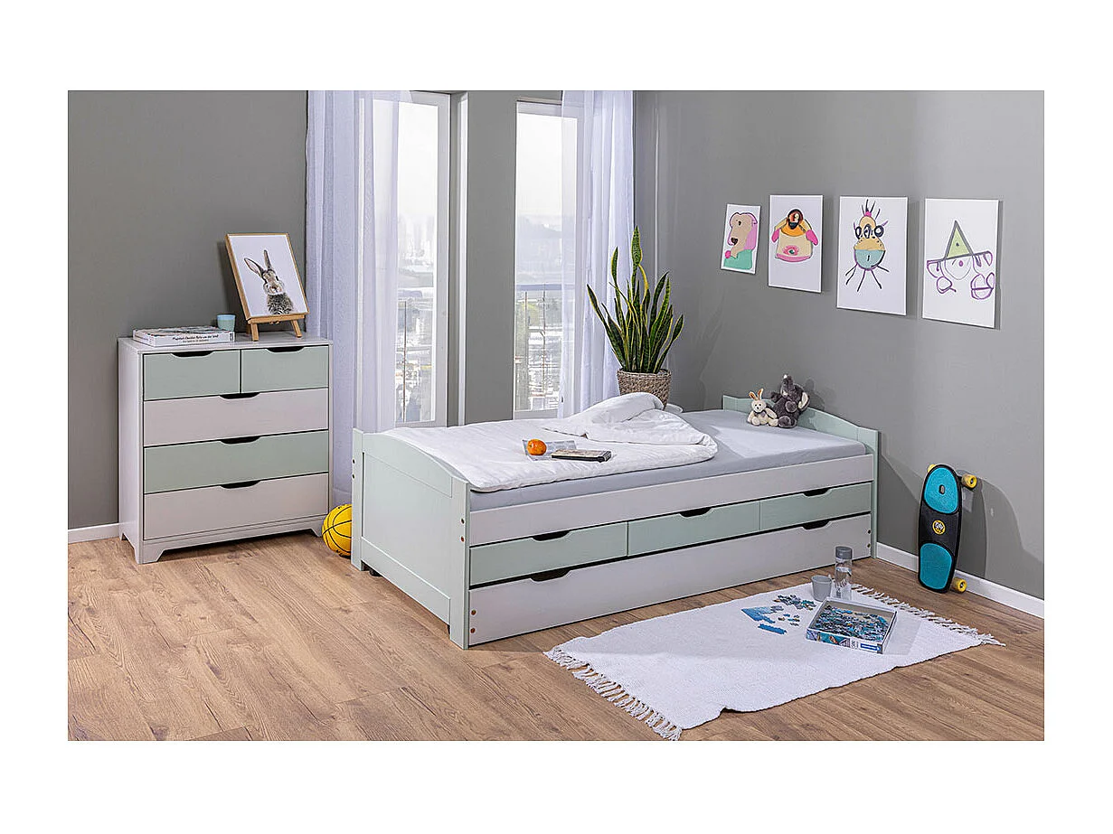 Lit Enfant Gigogne "Paty" 90x200cm Vert Sauge