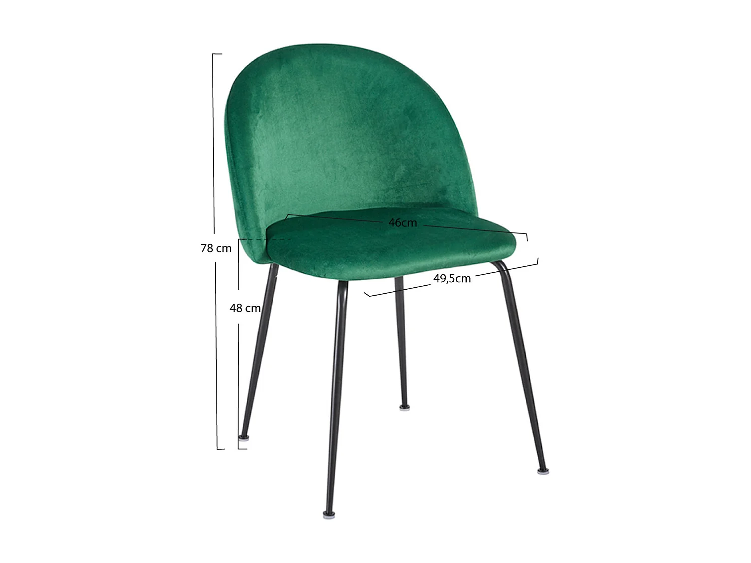 Packs Sillas Comedor - Pack 4 Sillas Black Dalnia Terciopelo - Verde