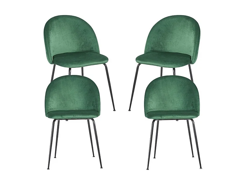 Packs Sillas Comedor - Pack 4 Sillas Black Dalnia Terciopelo - Verde