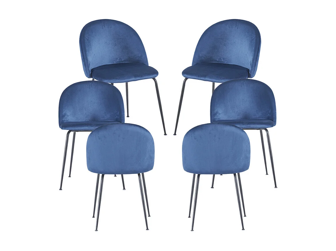 Packs Sillas Comedor - Pack 6 Sillas Black Dalnia Terciopelo - Azul
