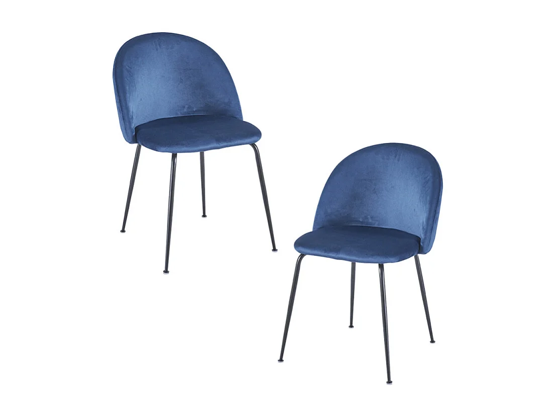 Packs Sillas Comedor - Pack 2 Sillas Black Dalnia Terciopelo - Azul