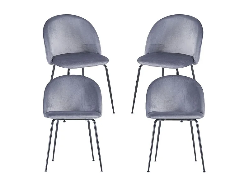 Packs Sillas Comedor - Pack 4 Sillas Black Dalnia Terciopelo - Gris oscuro