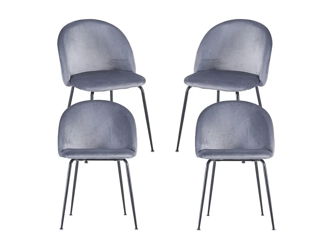 Packs Sillas Comedor - Pack 4 Sillas Black Dalnia Terciopelo - Gris oscuro