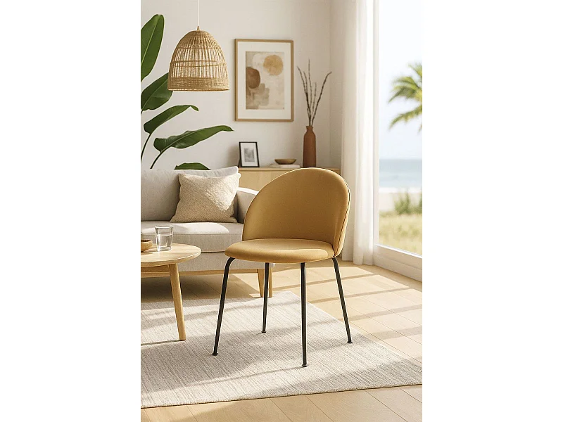 Packs Sillas Comedor - Pack 2 Sillas Black Dalnia Terciopelo - Marrón Claro