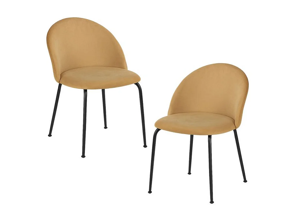 Packs Sillas Comedor - Pack 2 Sillas Black Dalnia Terciopelo - Marrón Claro