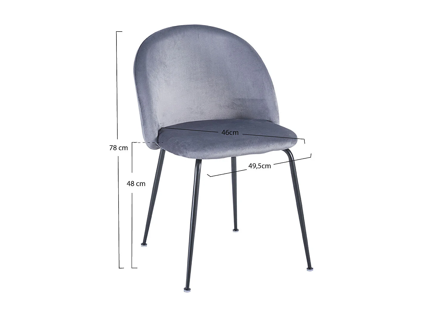 Packs Sillas Comedor - Pack 6 Sillas Black Dalnia Terciopelo - Gris oscuro