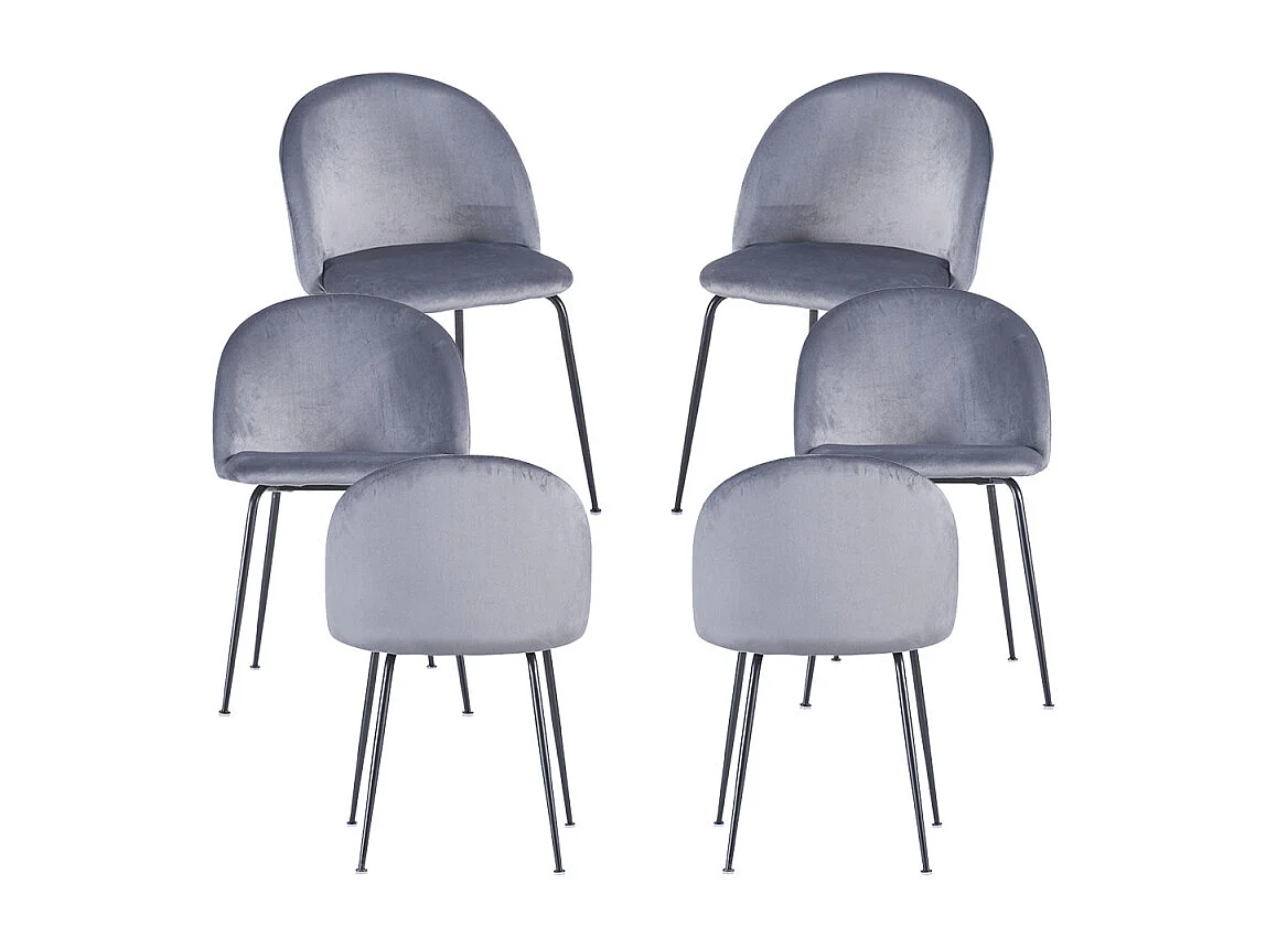 Packs Sillas Comedor - Pack 6 Sillas Black Dalnia Terciopelo - Gris oscuro