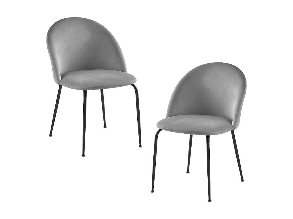 Packs Sillas Comedor - Pack 2 Sillas Black Dalnia Terciopelo - Gris claro
