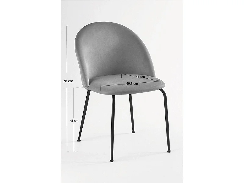 Packs Sillas Comedor - Pack 2 Sillas Black Dalnia Terciopelo - Gris claro