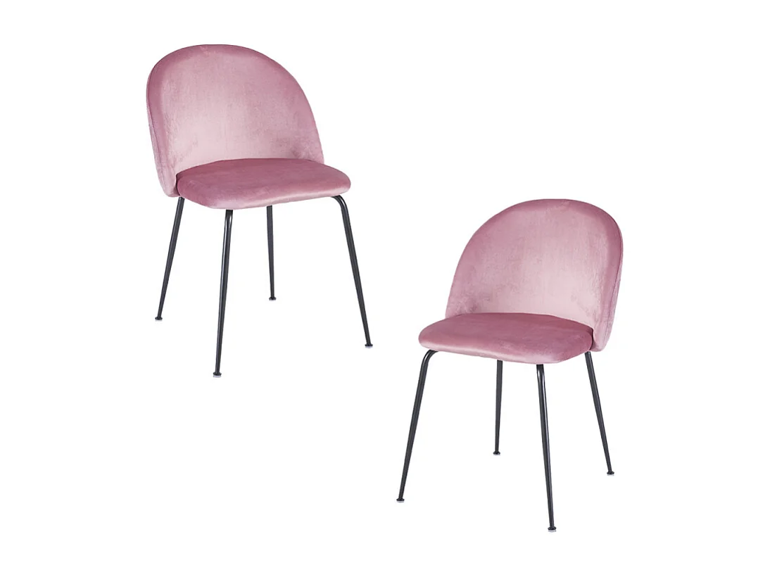 Packs Sillas Comedor - Pack 2 Sillas Black Dalnia Terciopelo - Rosa