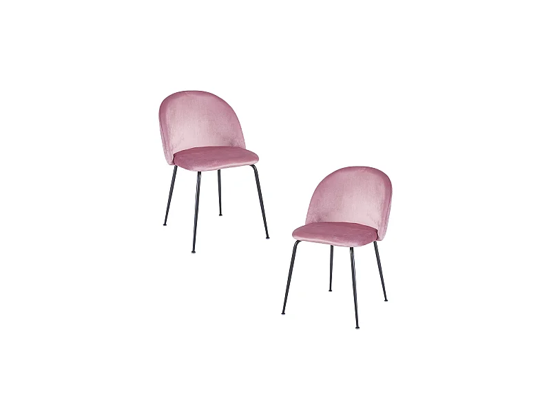 Packs Sillas Comedor - Pack 2 Sillas Black Dalnia Terciopelo - Rosa