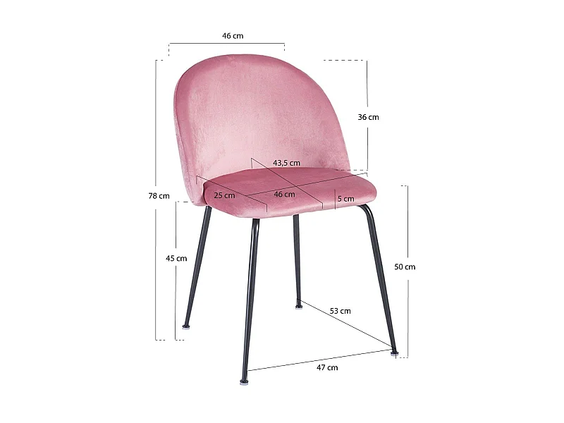 Packs Sillas Comedor - Pack 2 Sillas Black Dalnia Terciopelo - Rosa