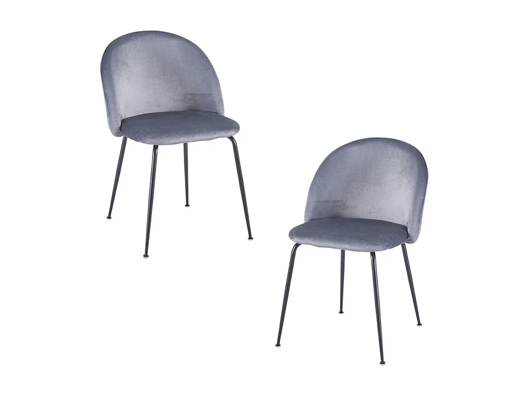 Packs Sillas Comedor - Pack 2 Sillas Black Dalnia Terciopelo - Gris oscuro