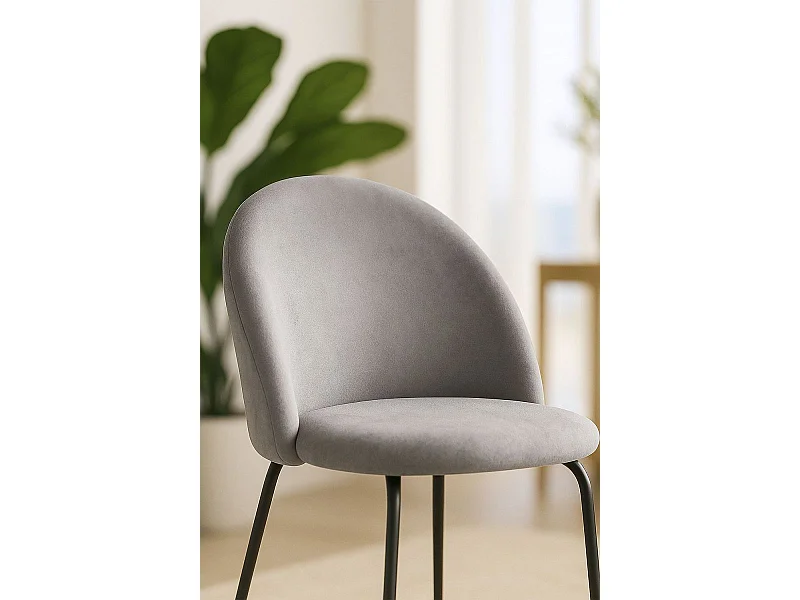 Packs Sillas Comedor - Pack 6 Sillas Black Dalnia Terciopelo - Gris claro