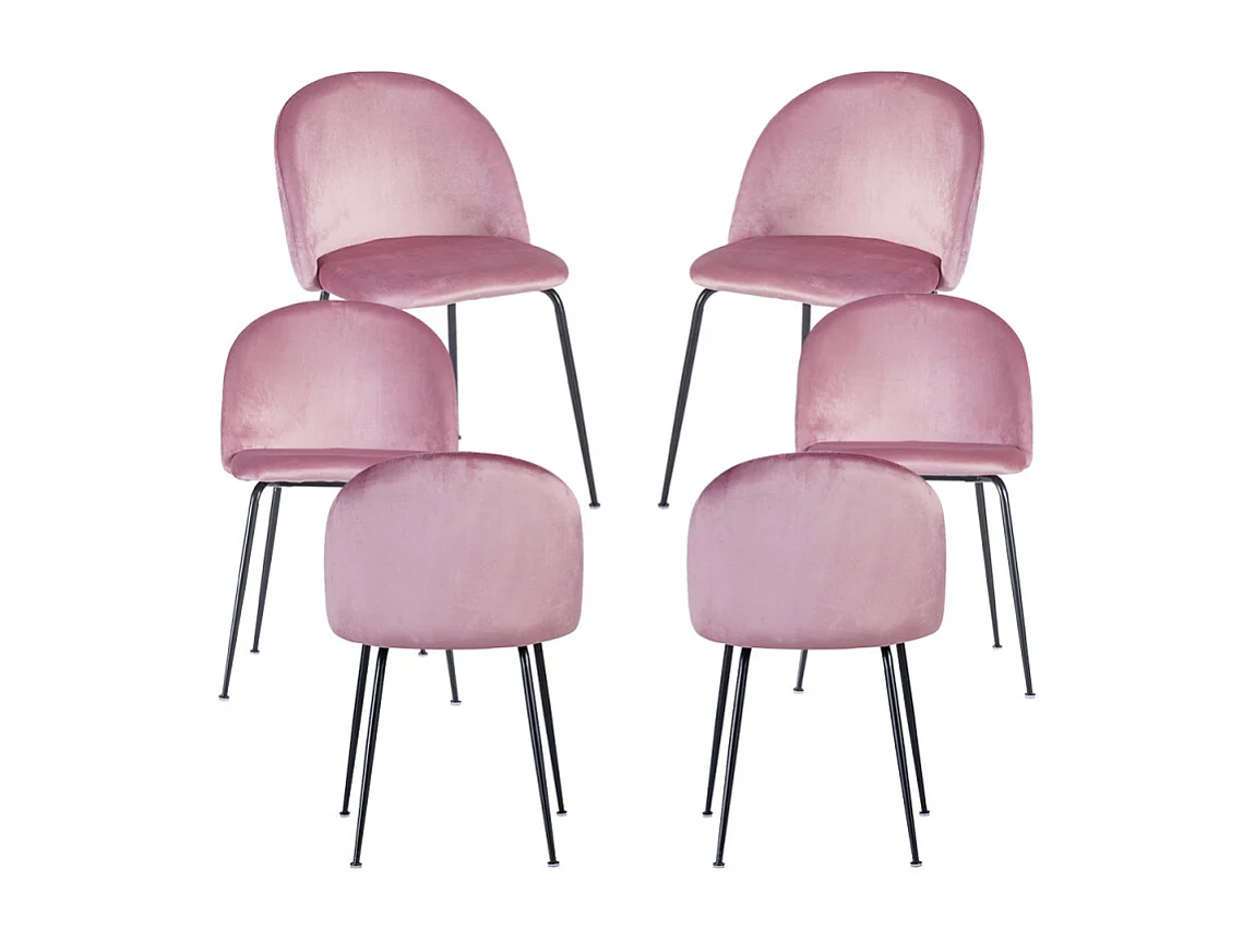 Packs Sillas Comedor - Pack 6 Sillas Black Dalnia Terciopelo - Rosa