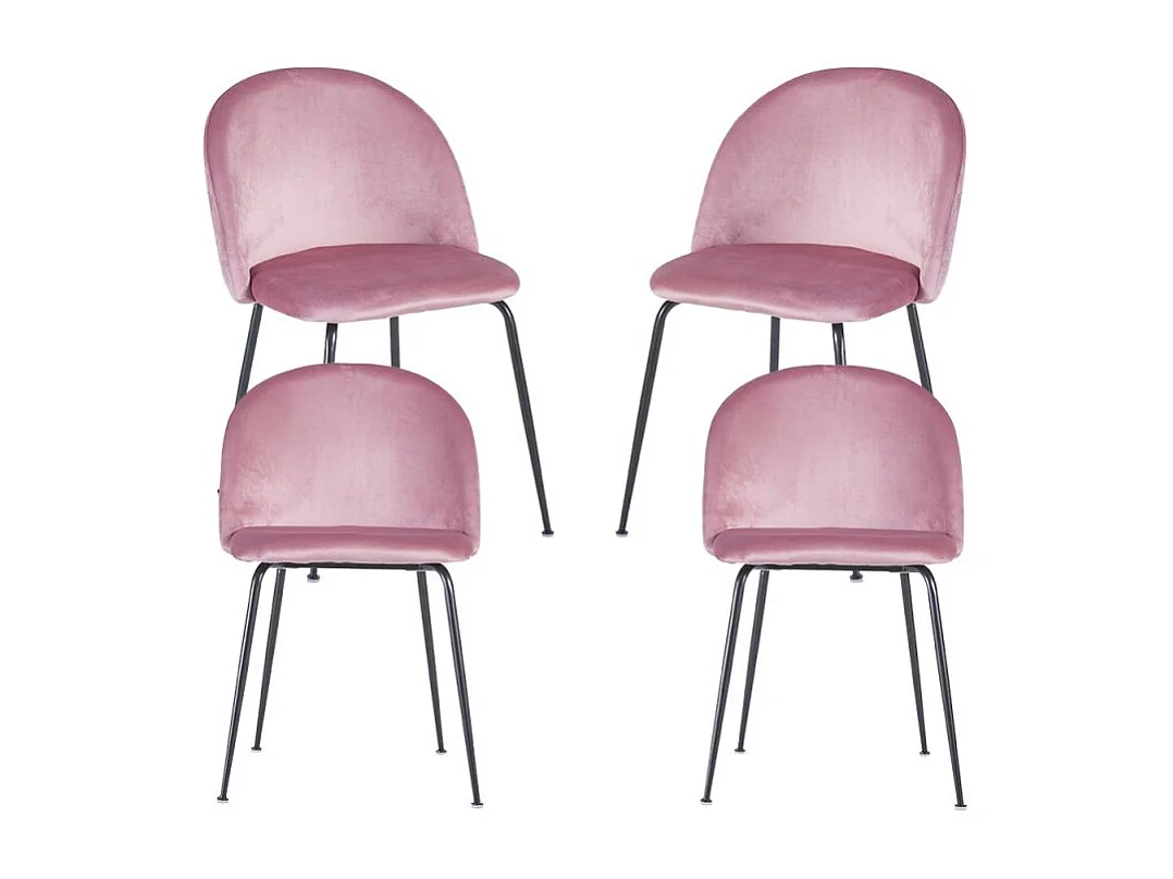 Packs Sillas Comedor - Pack 4 Sillas Black Dalnia Terciopelo - Rosa