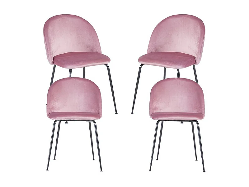 Packs Sillas Comedor - Pack 4 Sillas Black Dalnia Terciopelo - Rosa