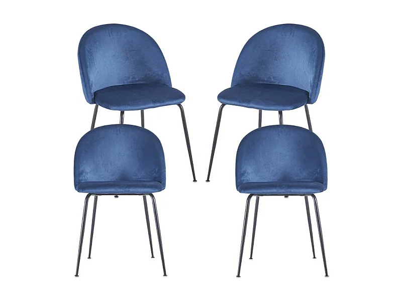 Packs Sillas Comedor - Pack 4 Sillas Black Dalnia Terciopelo - Azul