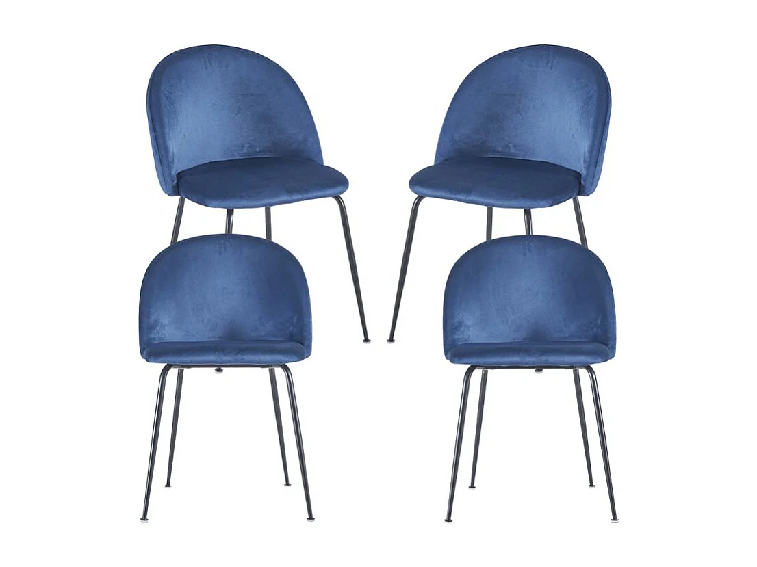 Packs Sillas Comedor - Pack 4 Sillas Black Dalnia Terciopelo - Azul